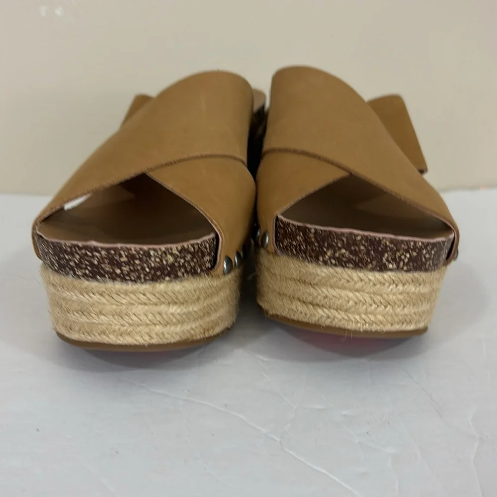 Lucky Brand LK-Neeka Tan Leather Platform Wedges Espadrilles 8.5 NWT